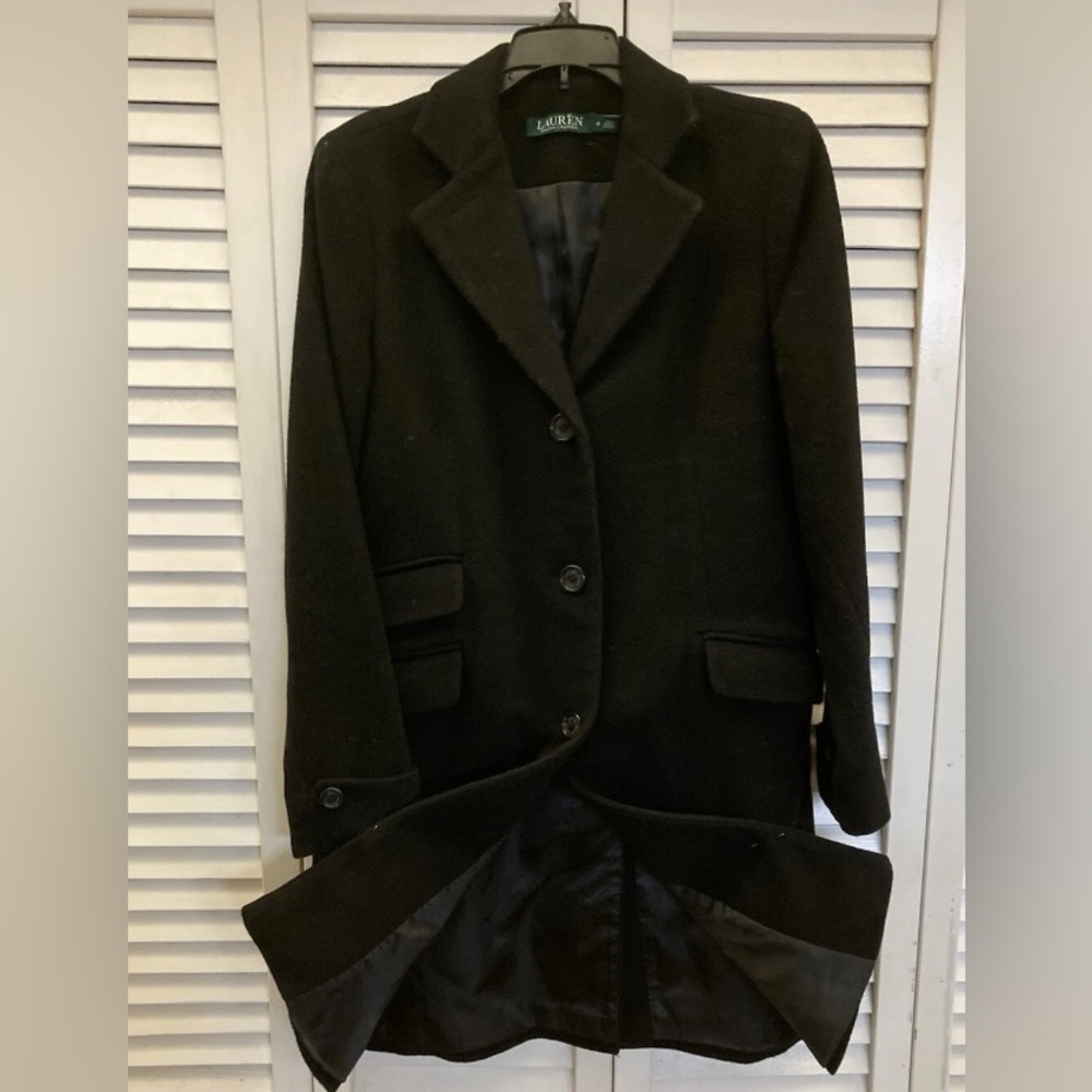 Ralph Lauren Classic Black Wool Blend Pea Coat Size 2 - Picture 5 of 5